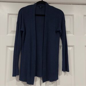 Eileen Fisher Blue 100% Linen Ribbed Knit Sweater Cardigan Women Sz Petite Small